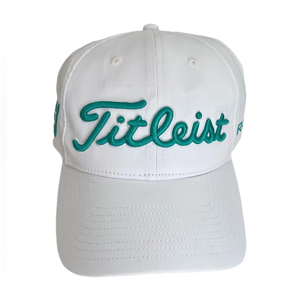 EUC Titleist Tour Performance White/Teal Green Adjustable Golf Hat ProV1 FootJoy